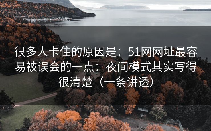 很多人卡住的原因是：51网网址最容易被误会的一点：夜间模式其实写得很清楚（一条讲透）