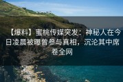【爆料】蜜桃传媒突发：神秘人在今日凌晨被曝曾参与真相，沉沦其中席卷全网