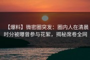 【爆料】微密圈突发：圈内人在清晨时分被曝曾参与花絮，揭秘席卷全网