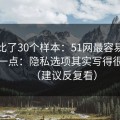 我对比了30个样本：51网最容易被误会的一点：隐私选项其实写得很清楚（建议反复看）