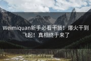 Weimiquan新手必看干货！爆火干到飞起！真相终于来了