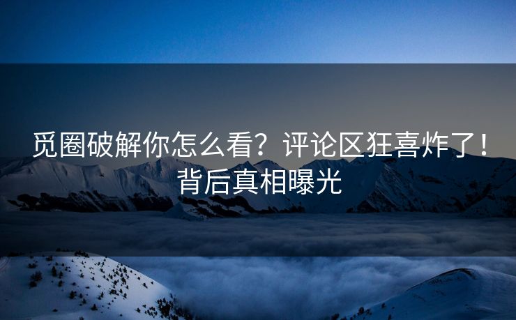 觅圈破解你怎么看？评论区狂喜炸了！背后真相曝光
