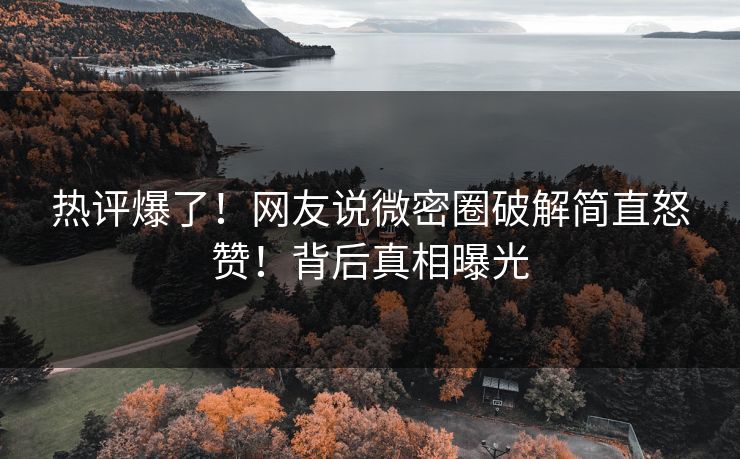 热评爆了！网友说微密圈破解简直怒赞！背后真相曝光