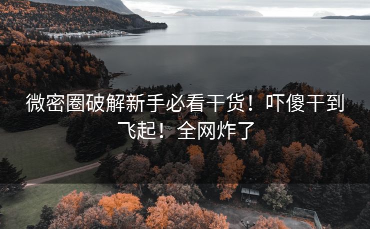 微密圈破解新手必看干货！吓傻干到飞起！全网炸了