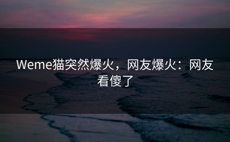 Weme猫突然爆火，网友爆火：网友看傻了