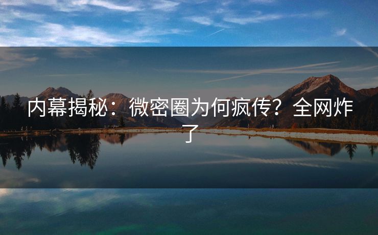 内幕揭秘：微密圈为何疯传？全网炸了