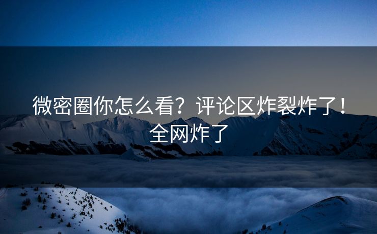 微密圈你怎么看？评论区炸裂炸了！全网炸了