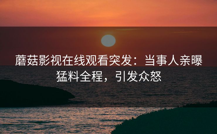 蘑菇影视在线观看突发：当事人亲曝猛料全程，引发众怒