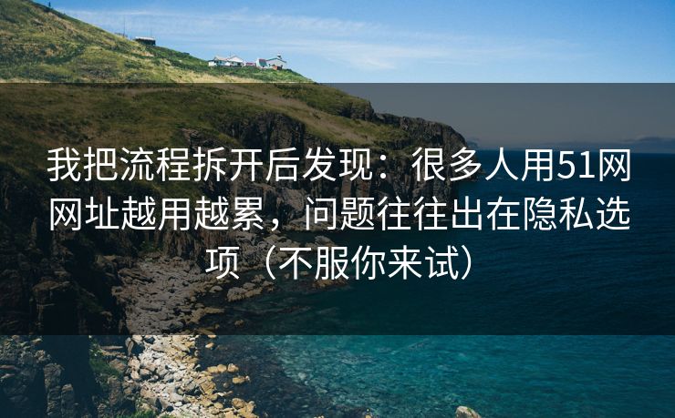 我把流程拆开后发现：很多人用51网网址越用越累，问题往往出在隐私选项（不服你来试）